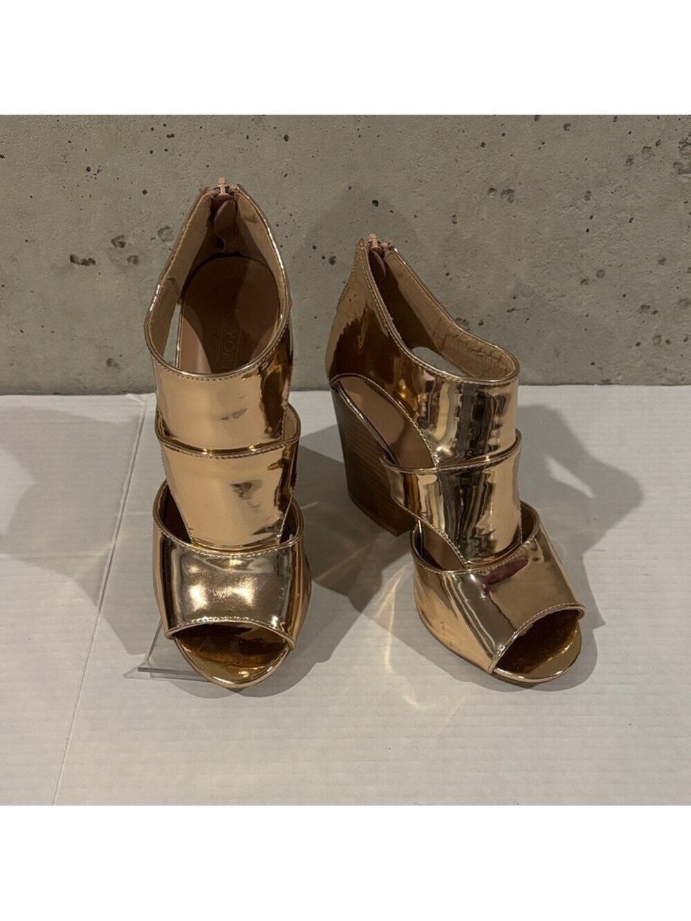 Yoki Metallic Gold Peep-Toe Sandals - Size 6